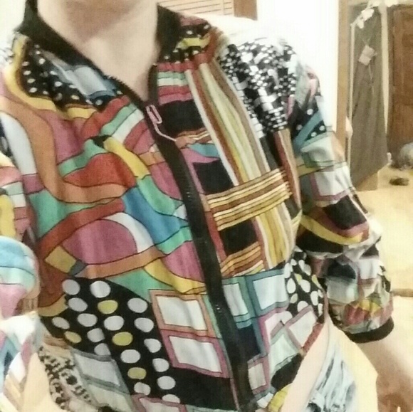 Vintage 80s patterns and polka dots cropped jacket - Picture 2 of 4